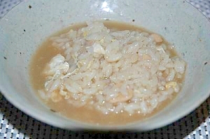 モツ鍋の〆にタマゴ雑炊!