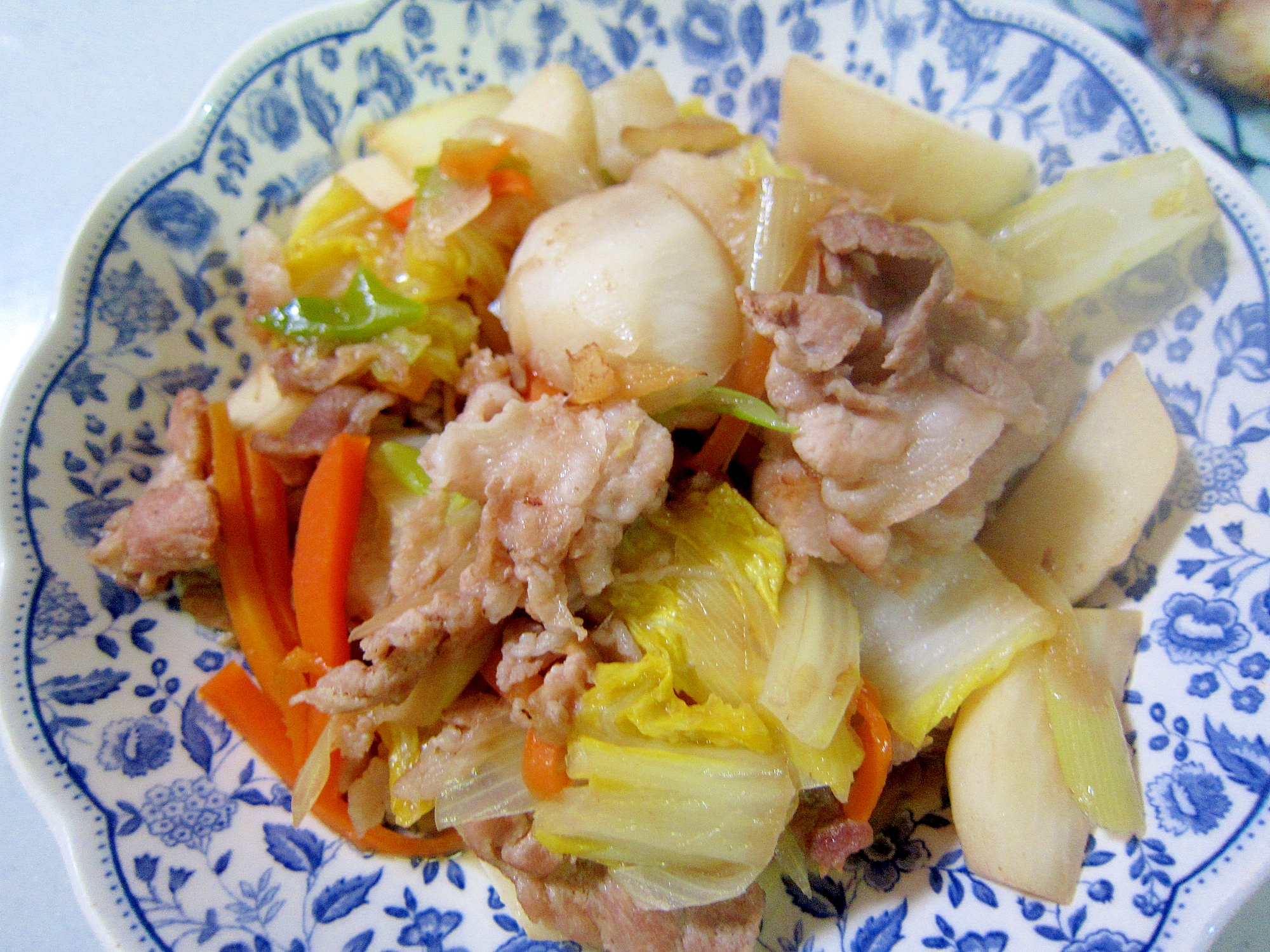豚肉とかぶとにんじんの白菜ねぎ中華炒め