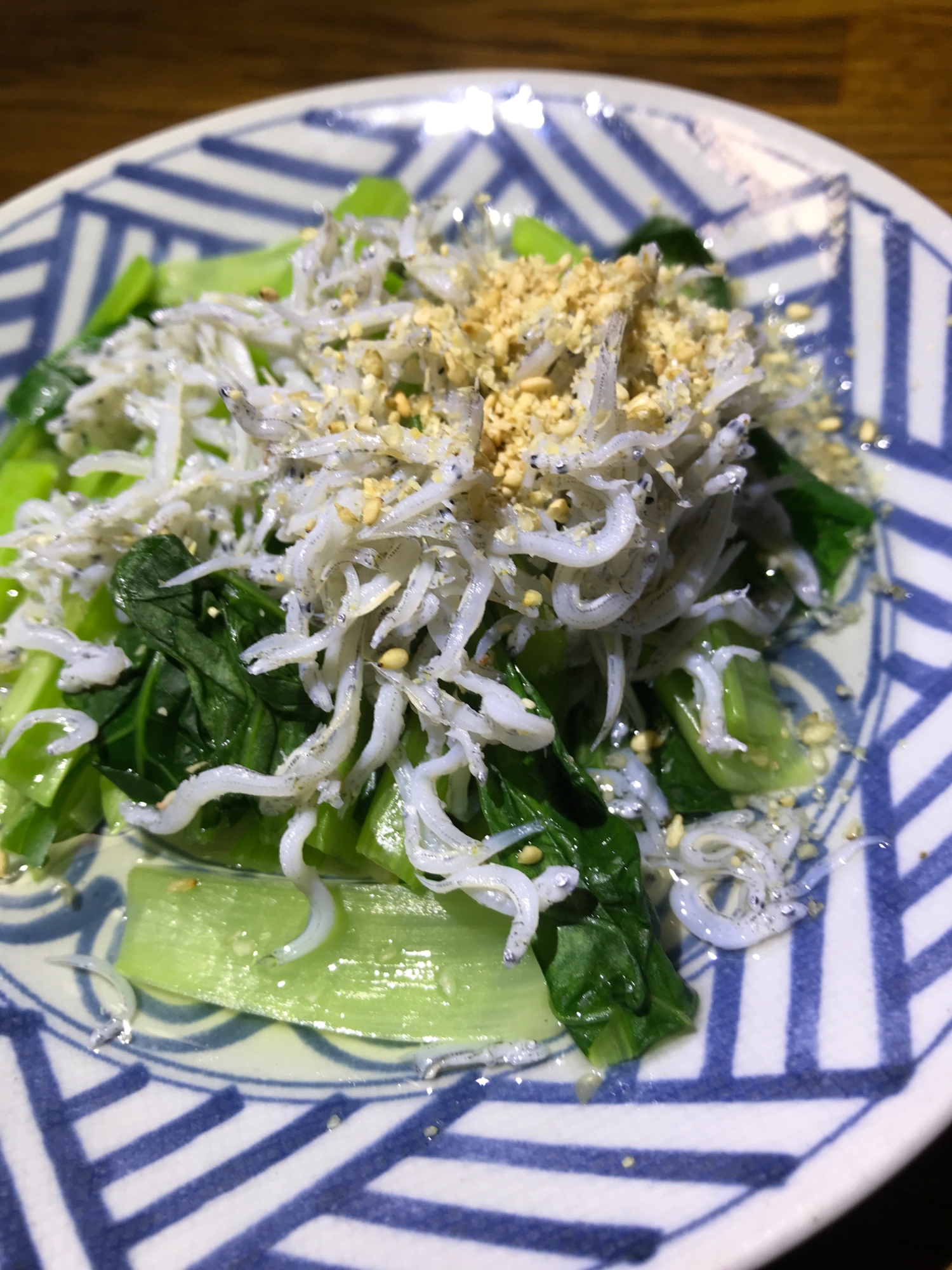 キャベツと小松菜のシラスあえ