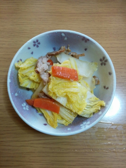 簡単、早い、白菜と豚肉の醤油炒め