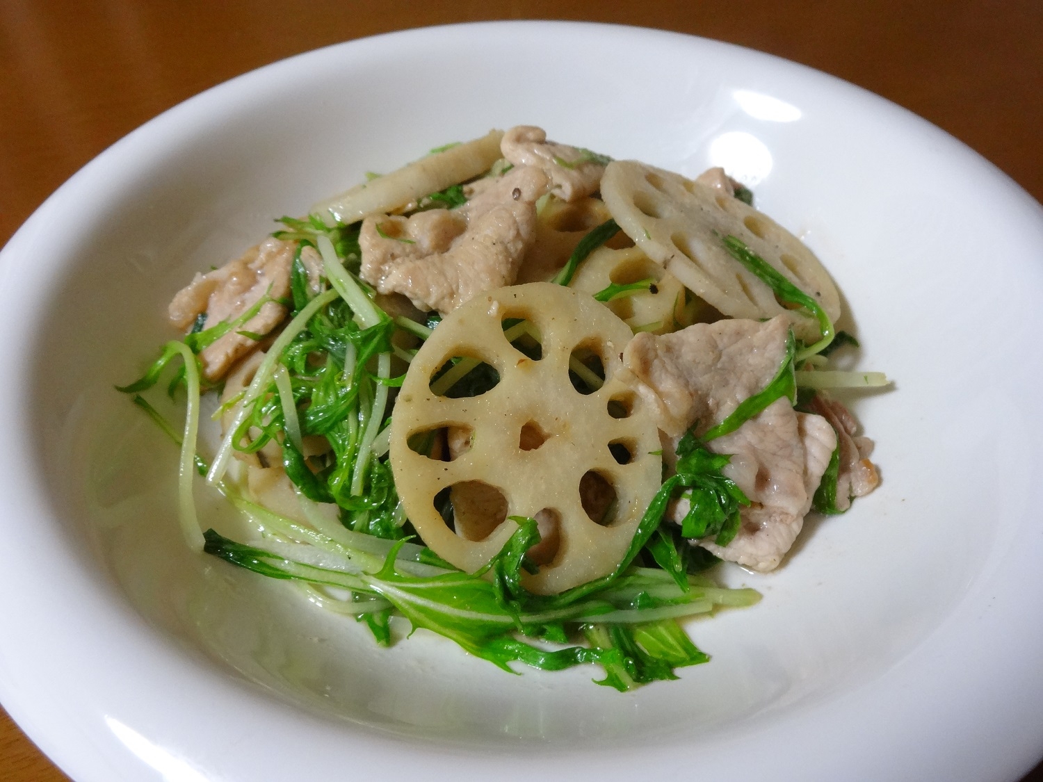 レンコンと豚肉の柚子コショウ炒め