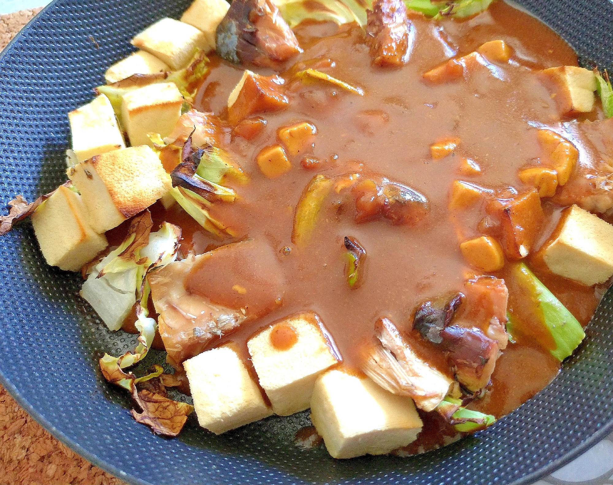 キャベツの大量消費で高野豆腐のカレーグリル