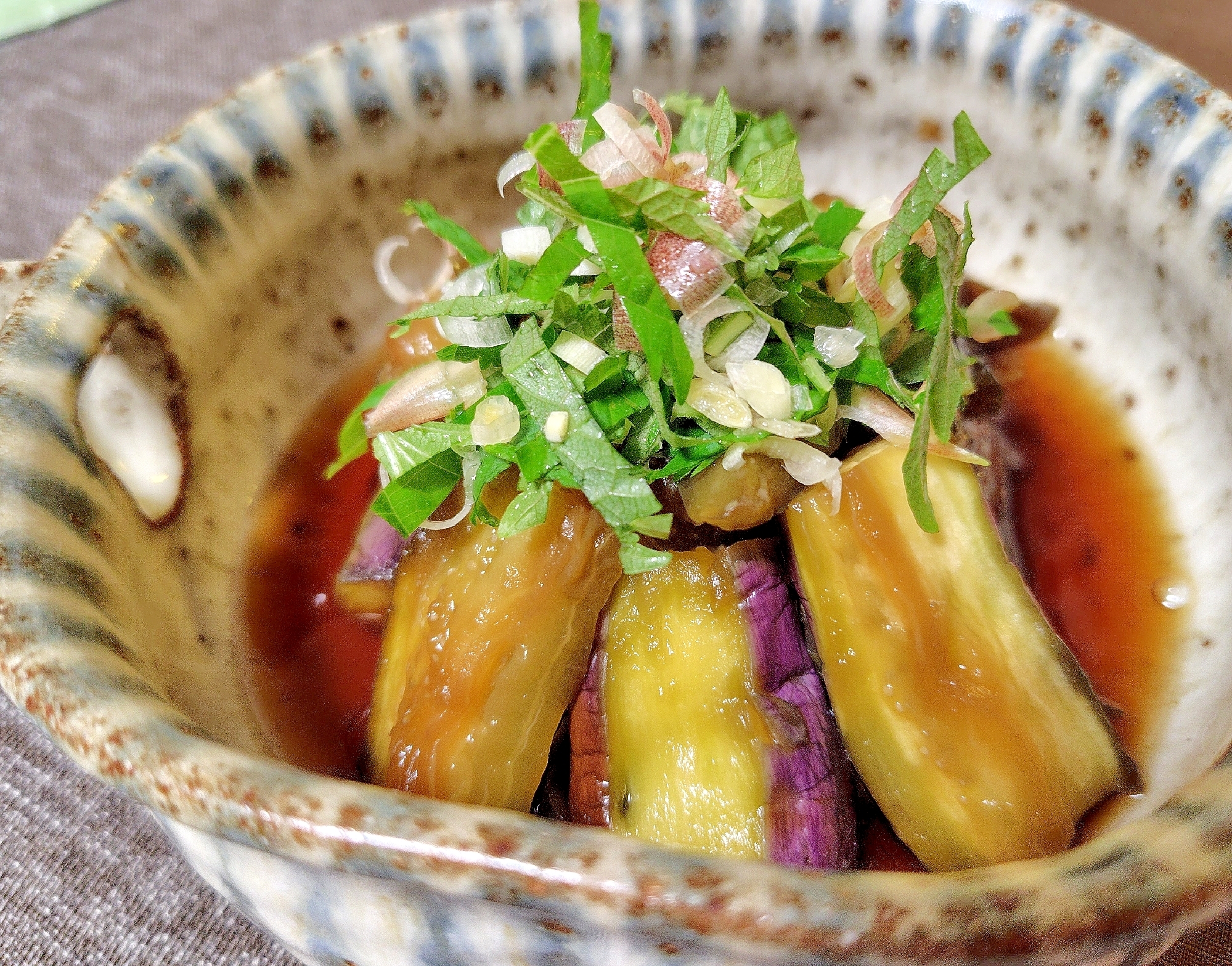 暑い日は冷製で　なすの麺つゆ煮