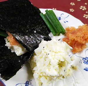 じゃが明太子焼き海苔手巻き