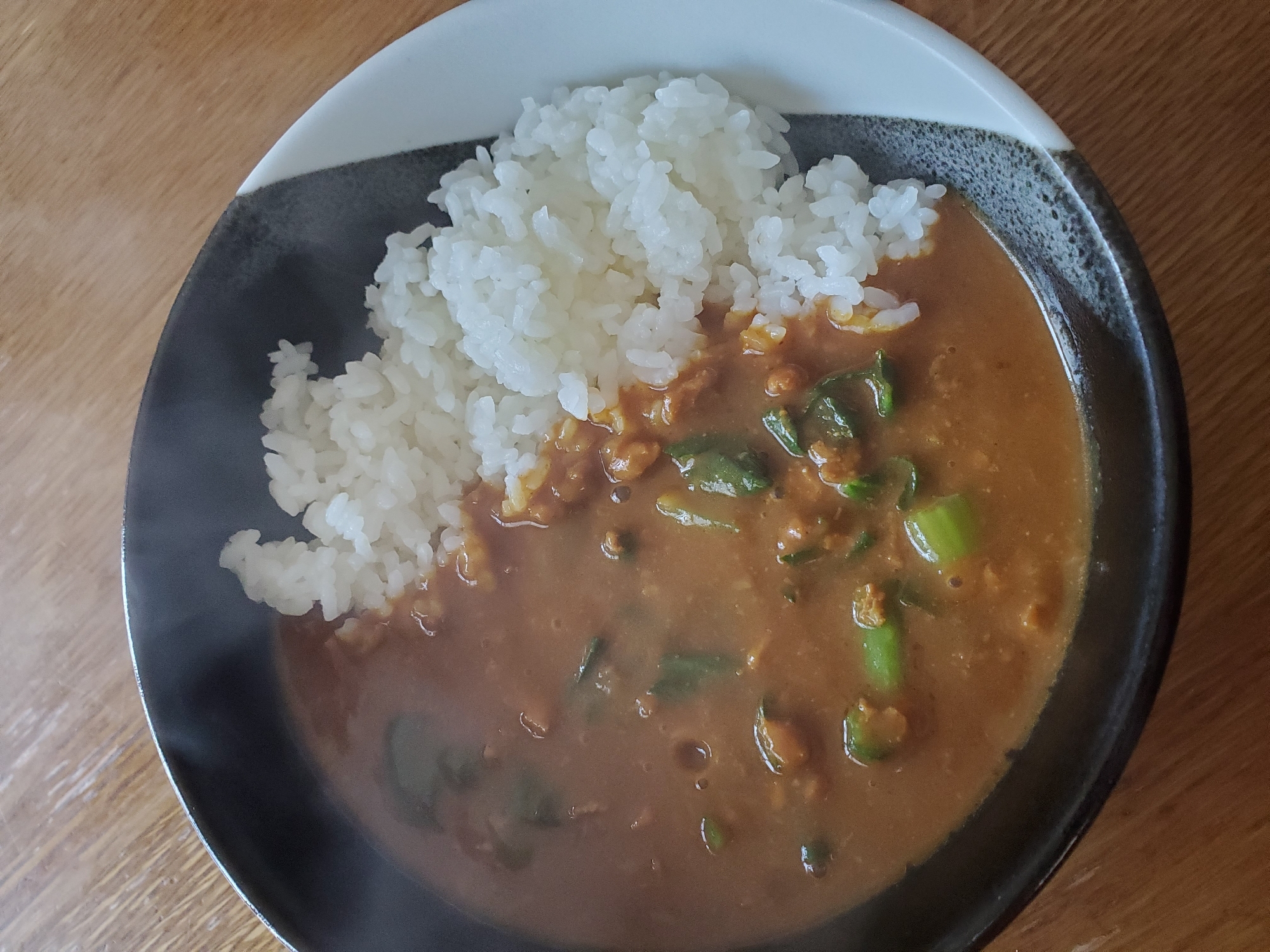 小松菜とミンチのカレー