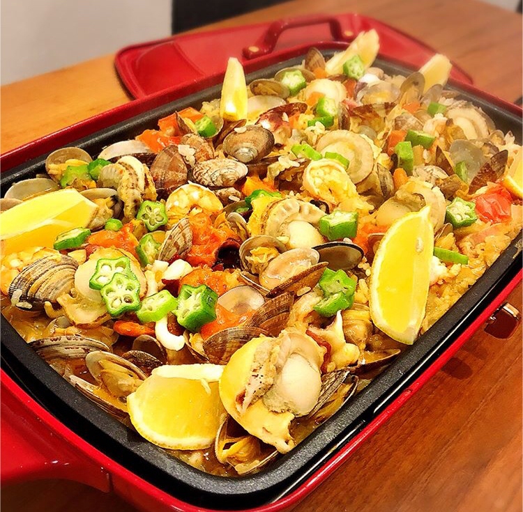 ホットプレートで作るパエリア