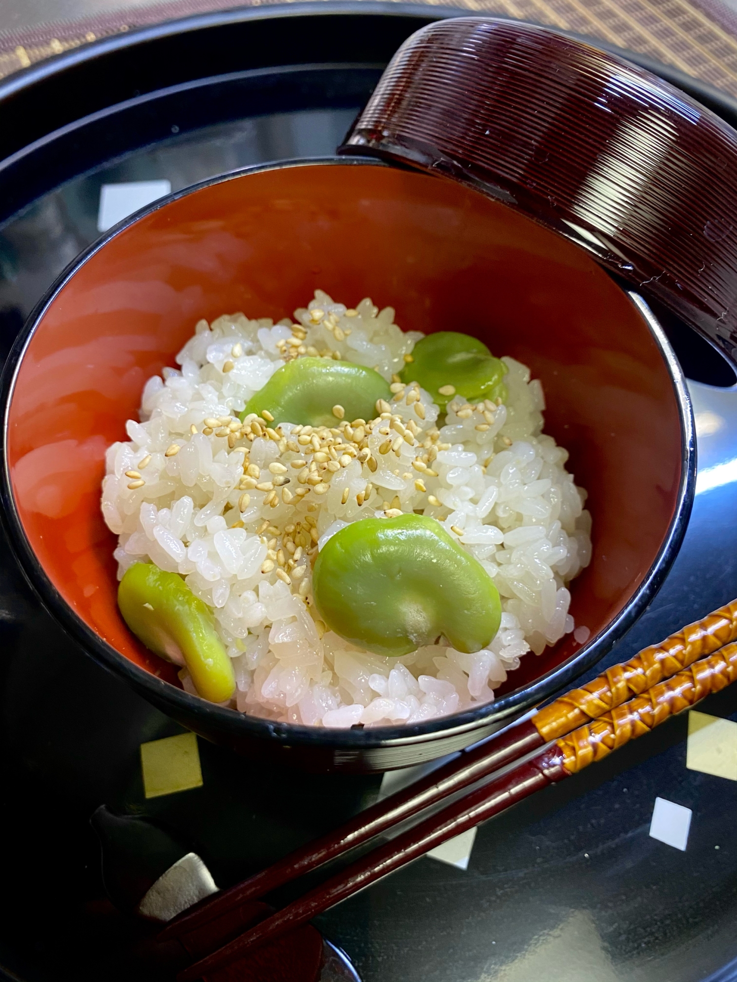 季節の味わい　母の日にも…　＊そら豆のおこわ＊