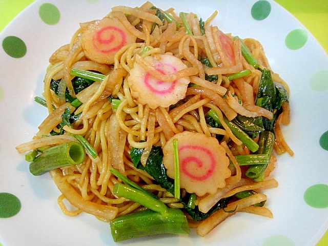 大根と空芯菜のソース焼きそば