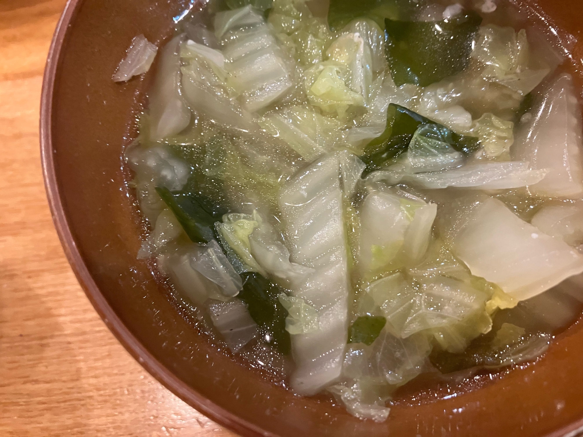 白菜とわかめと春雨のスープ