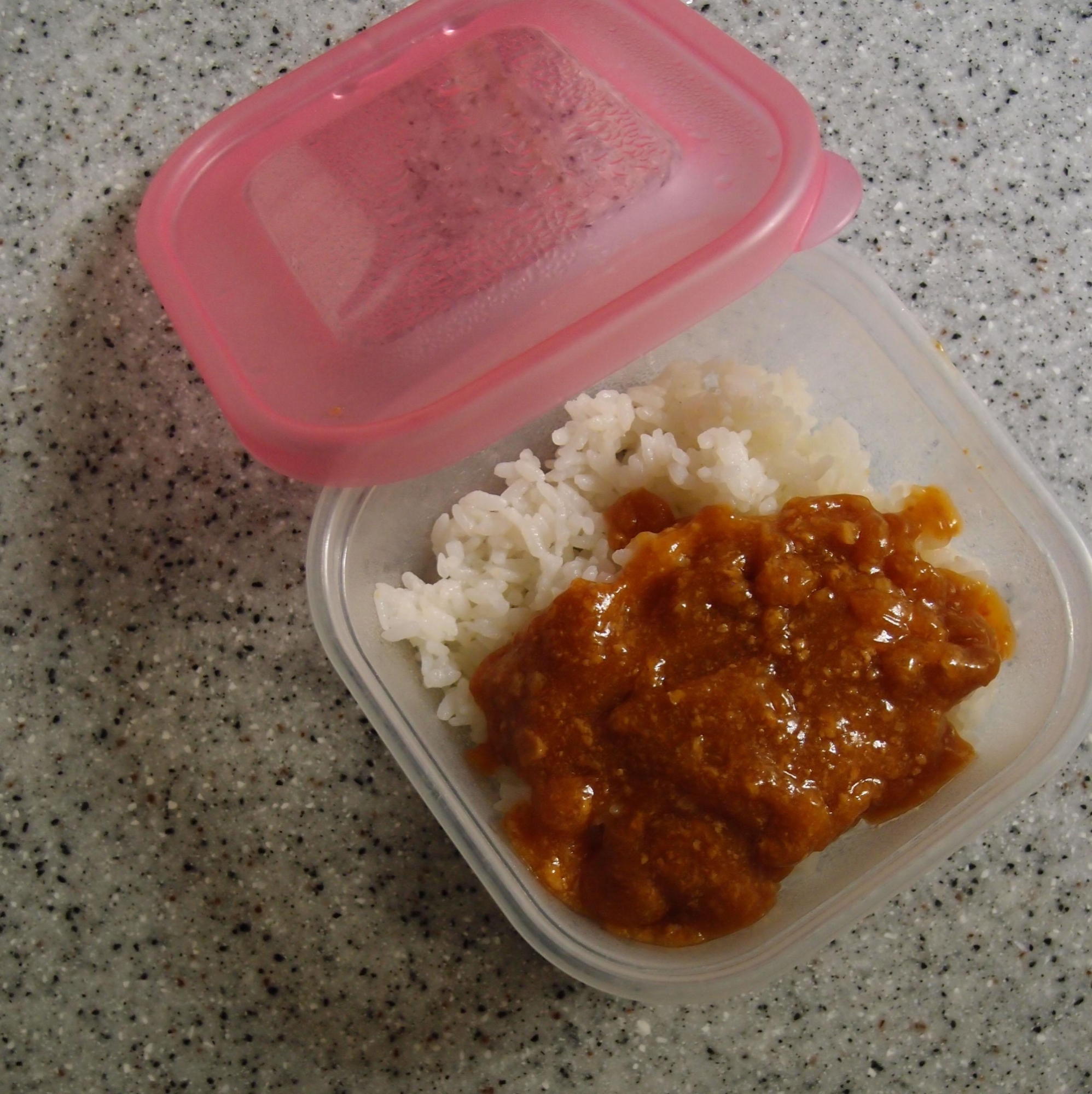 コーンとミンチの味噌カレー餡かけご飯