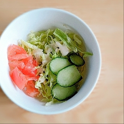 キャベツと胡瓜とトマトの手作りドレッシングサラダ