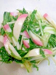 水菜とかまぼこのからし和え