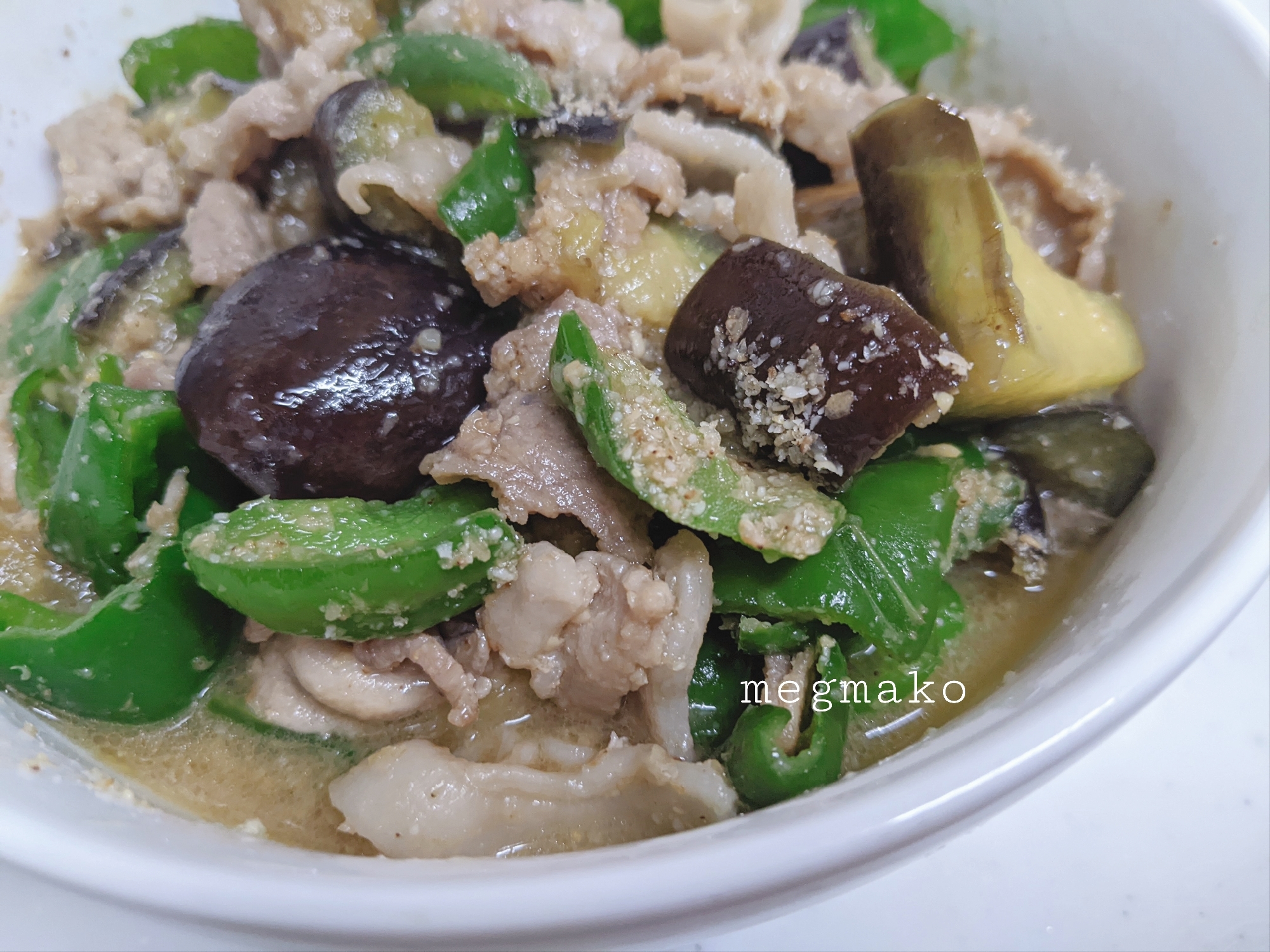 豚バラ&なす&ピーマンのオイ味噌炒め