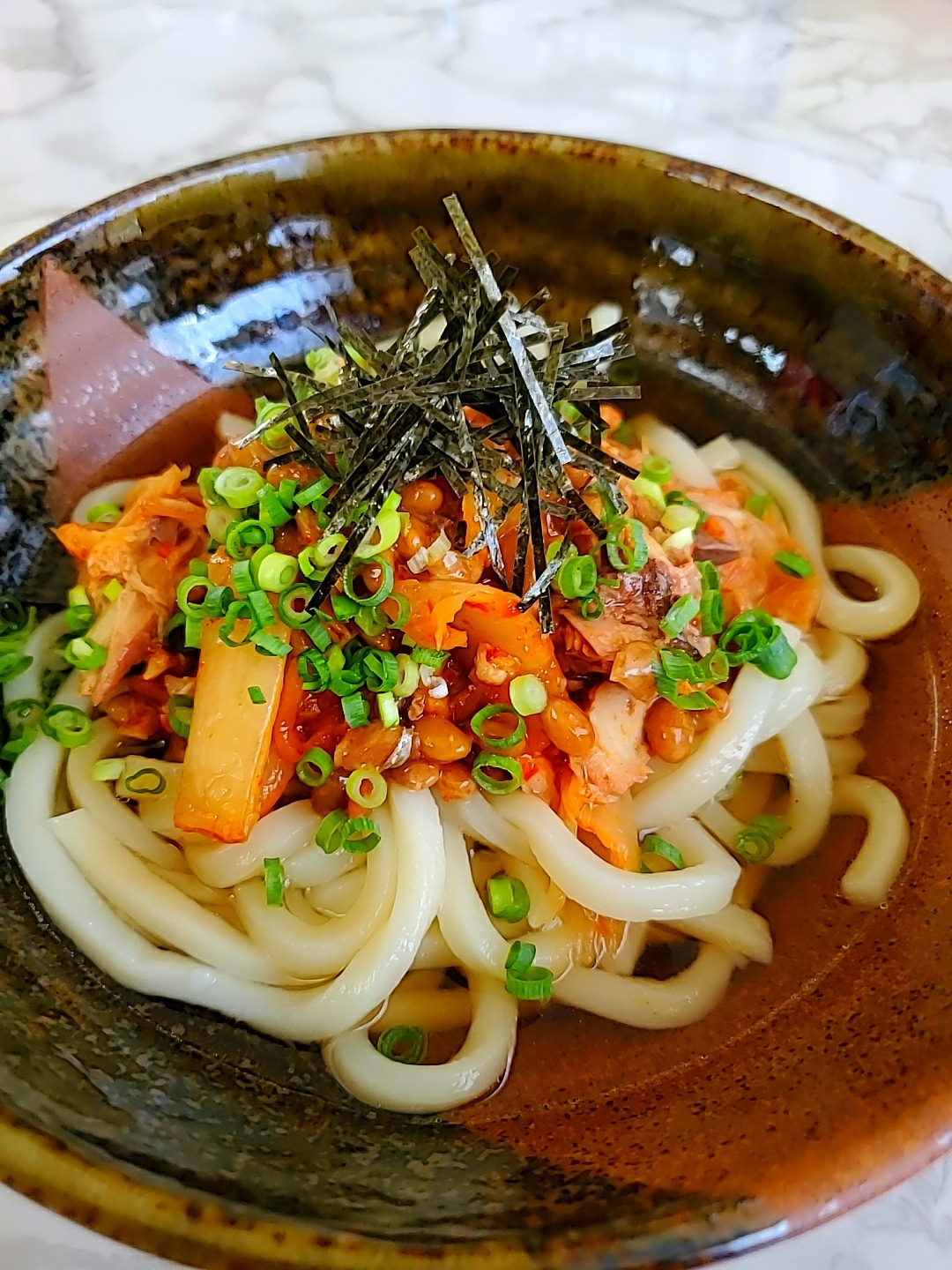 鯖缶キム納豆冷やしうどん