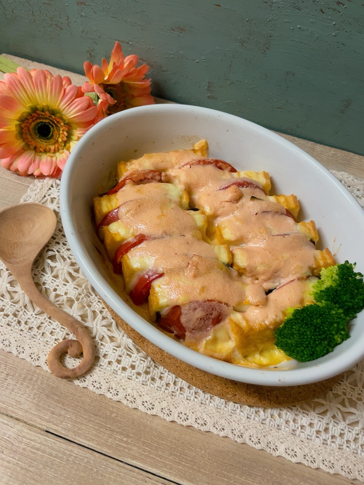 厚揚げ豆腐の明太マヨネーズ焼き♛