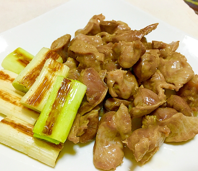 おうち居酒屋♪砂肝塩炒め焼葱添え♡