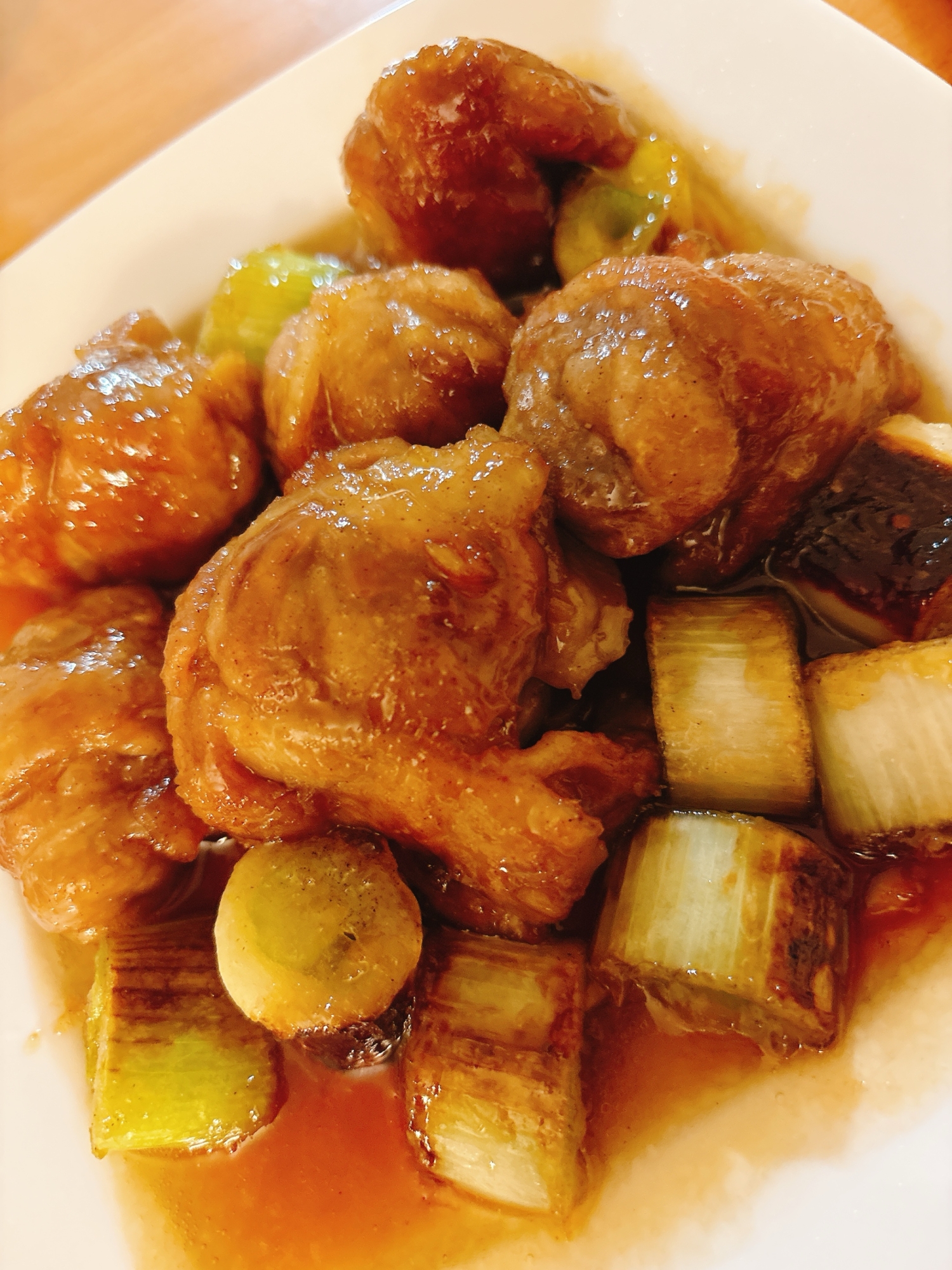 ロール生姜焼き、とろとろのねぎ添え