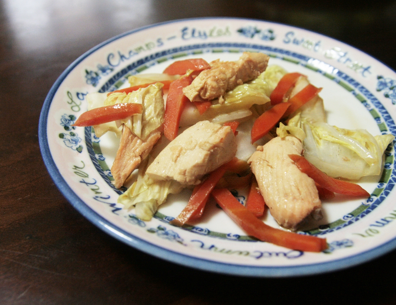 昆布茶でサーモン野菜炒め