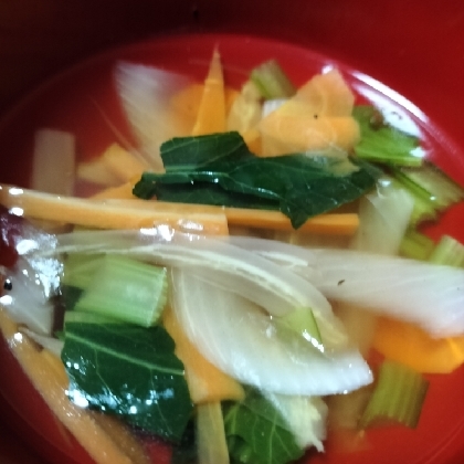 小松菜とたまねぎとにんじんのスープ