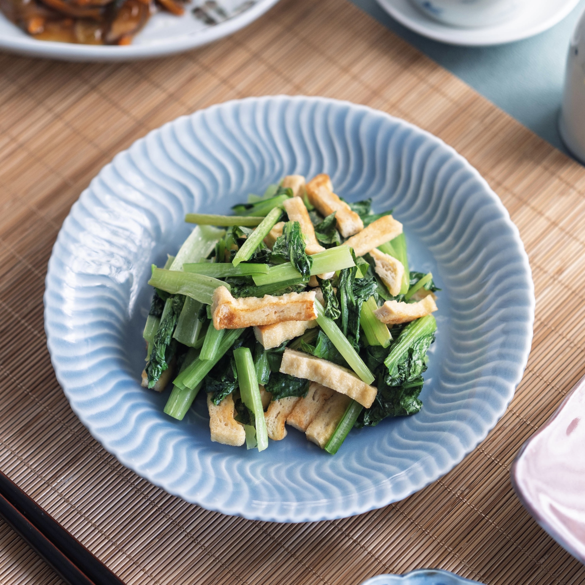 小松菜と油揚げの白だし炒め【和食・副菜】