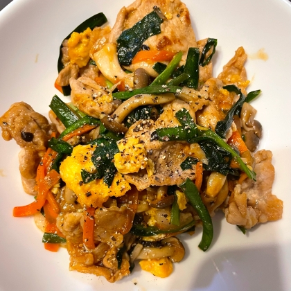 豚ニラのオイスターソース炒め卵入り