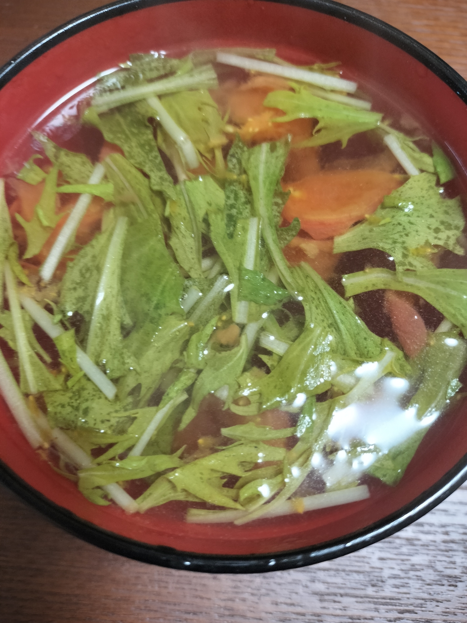 水菜とトマトのスープ