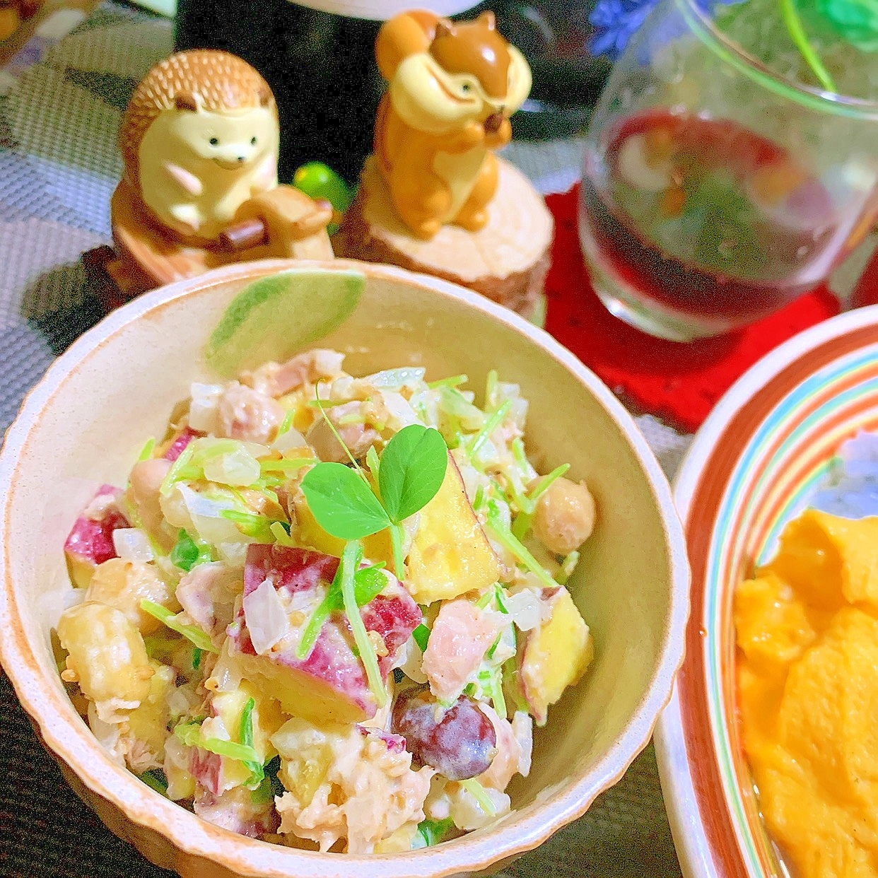 薩摩芋とサラダ豆の胡麻ツナマヨサラダ