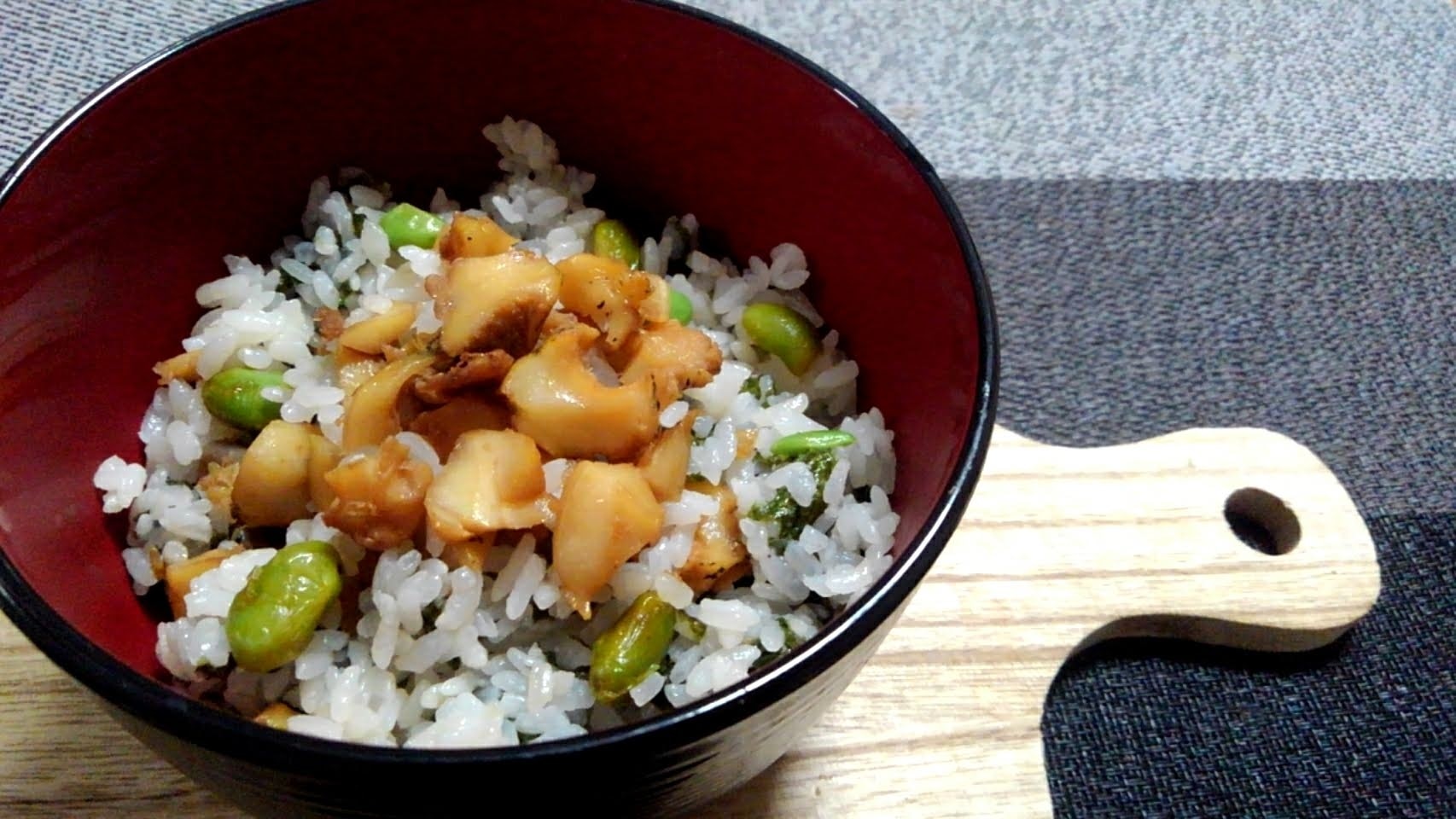 つぶ貝と枝豆の醤油焼きと酢飯ご飯の焼き海苔まぜまぜ レシピ 作り方 By かんたんれぴこ 楽天レシピ