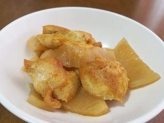 鶏肉と大根のカレー醤油炒め