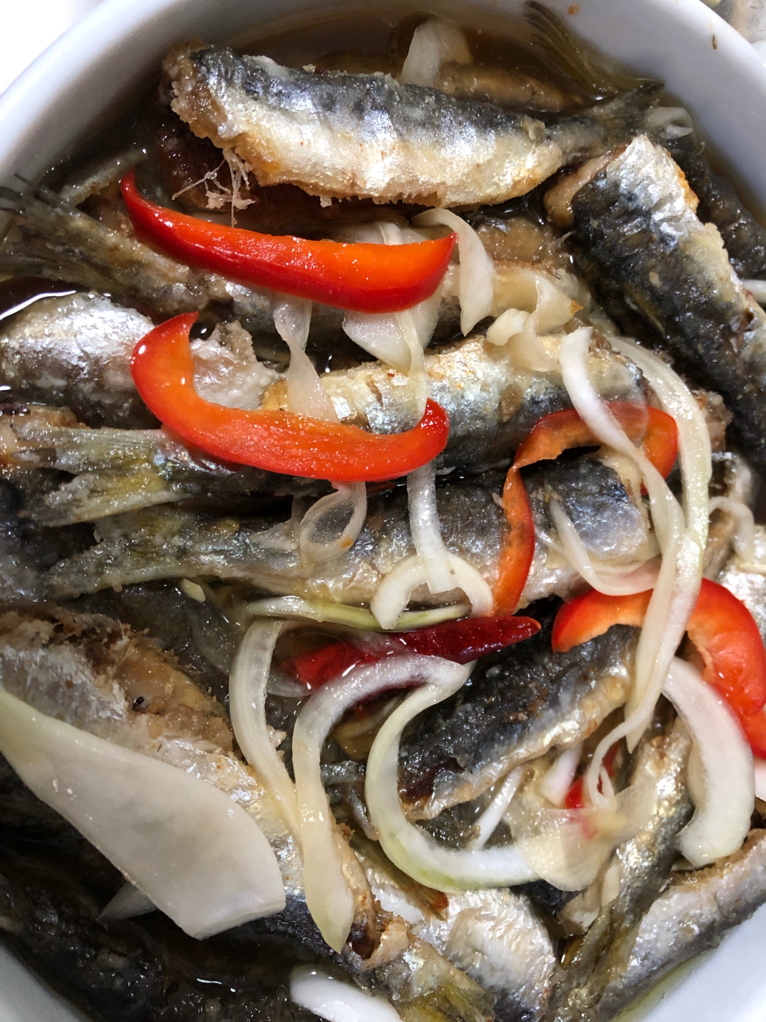 夏にさっぱり☆骨まで食べられるあじの南蛮漬け