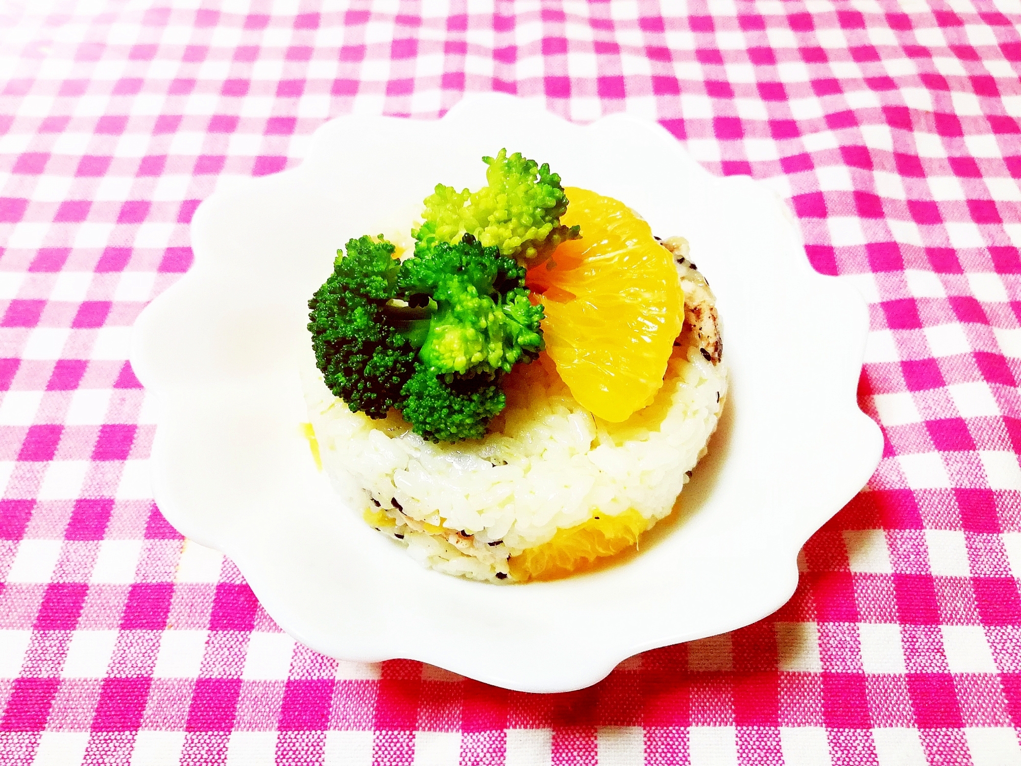 甘夏とブロッコリーの押し寿司風