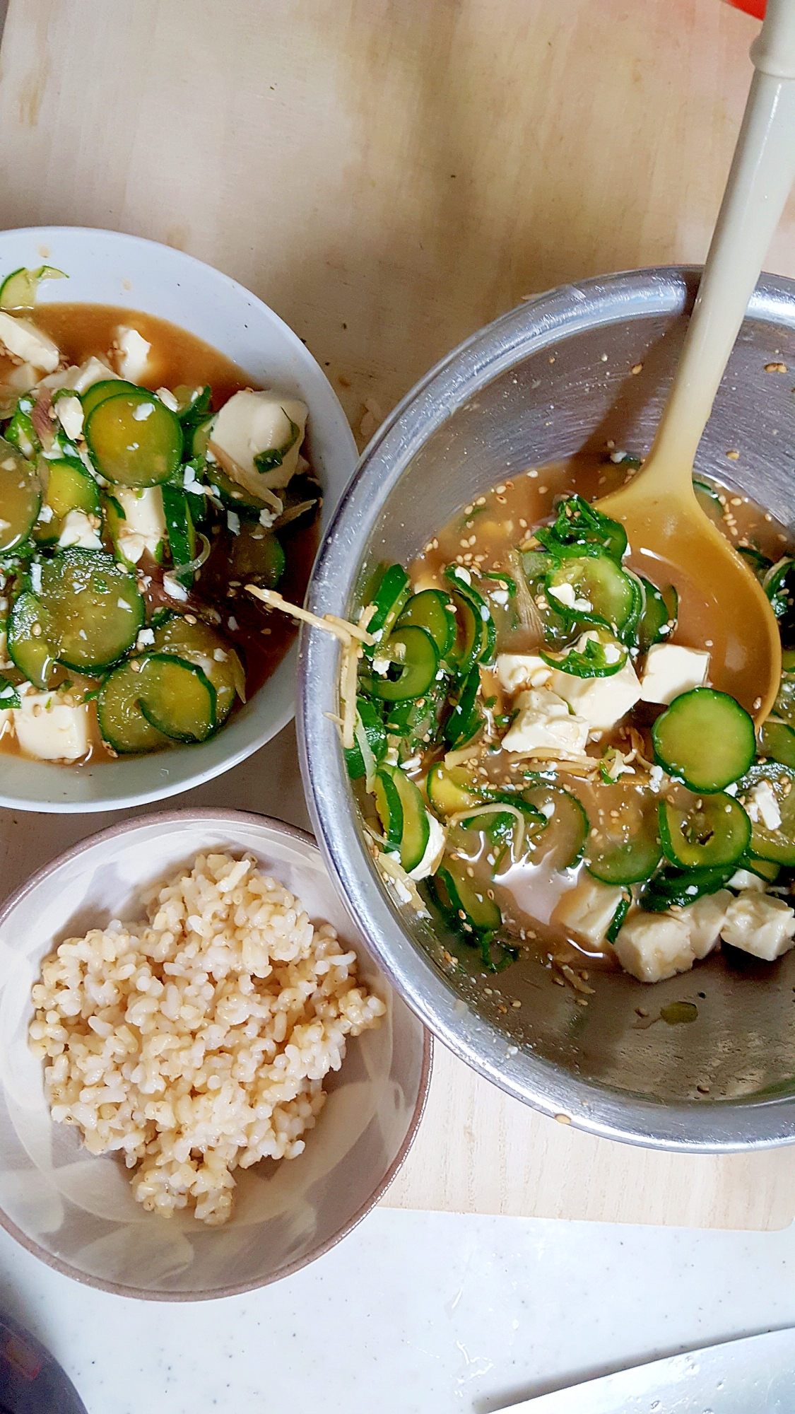 玄米で食べるかんたん冷や汁