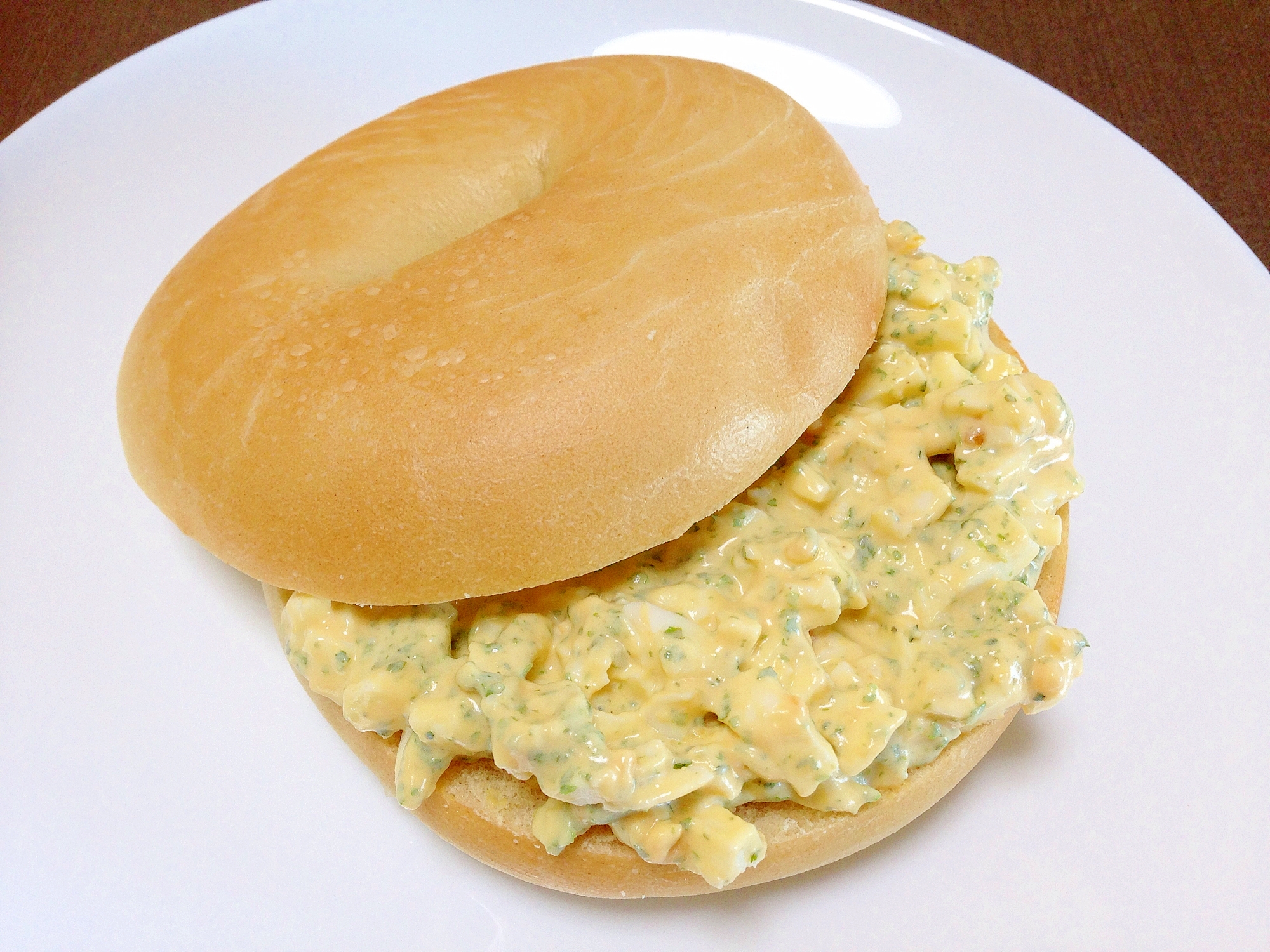 朝食に☆和風タルタル卵のベーグルサンド