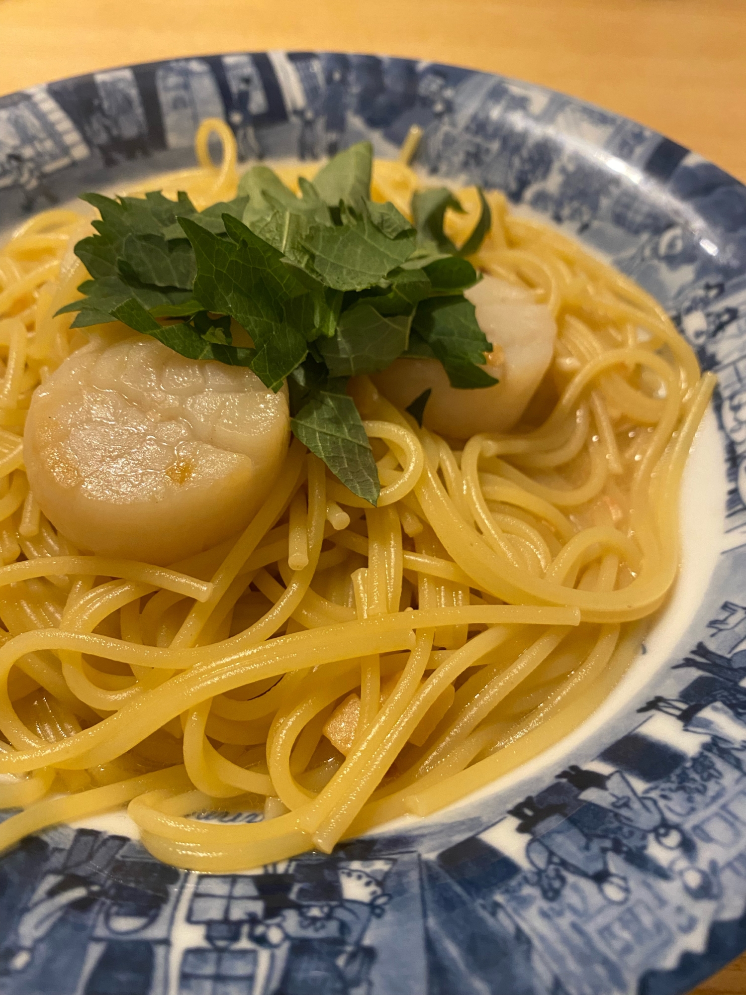 ワンパン！ホタテとしそのガーリック醤油パスタ