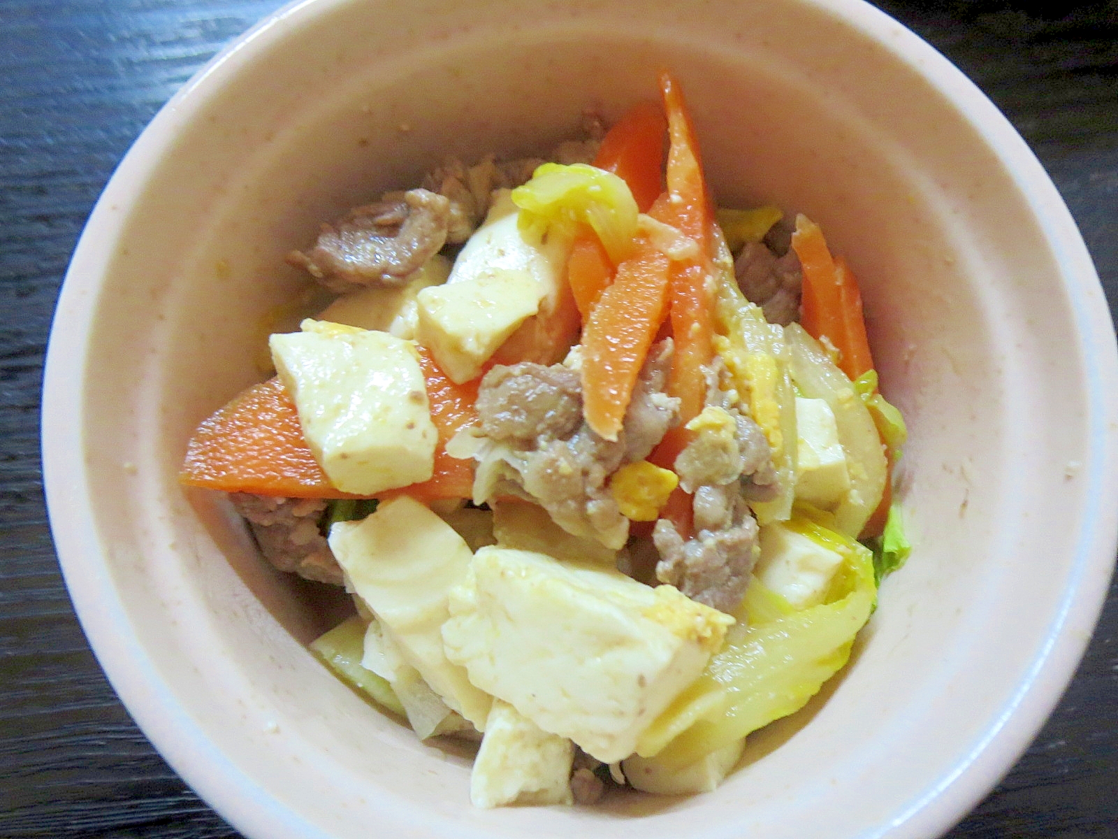 豆腐入り肉野菜炒め