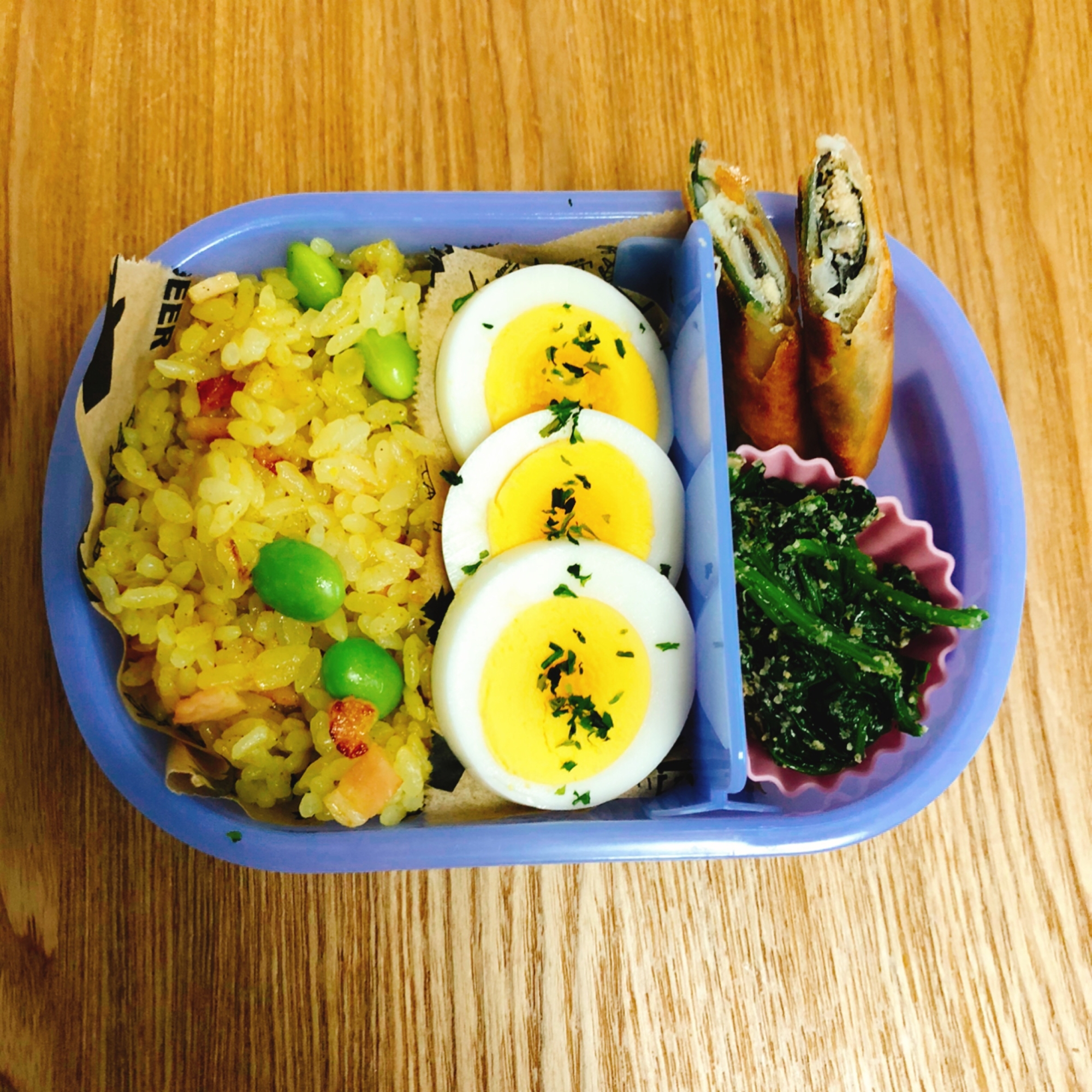 ★今週のお弁当★簡単カレーピラフ風チャーハン弁当