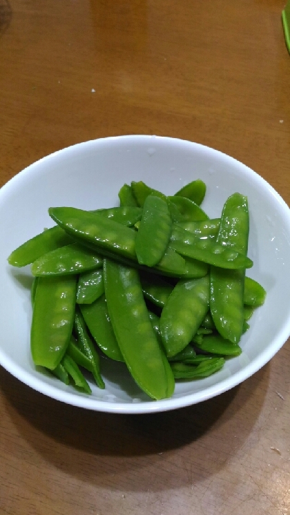 レンジで簡単♪絹さやのコンソメ煮✿