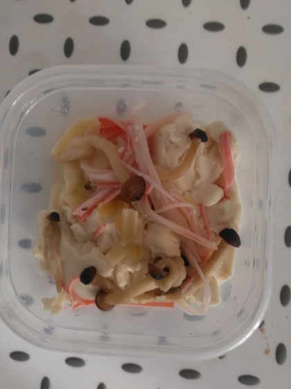 豆腐、えのき、カニかまのチーズ焼き