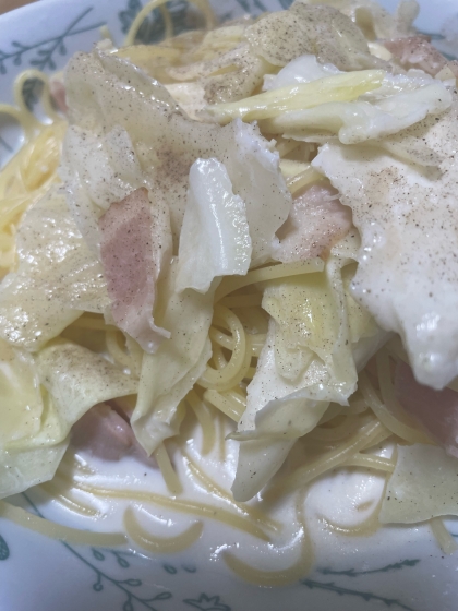 旨い☆キャベツとベーコンのコンソメクリームパスタ☆