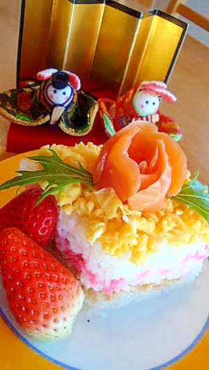 ひし形のひな祭り寿司ケーキ♪