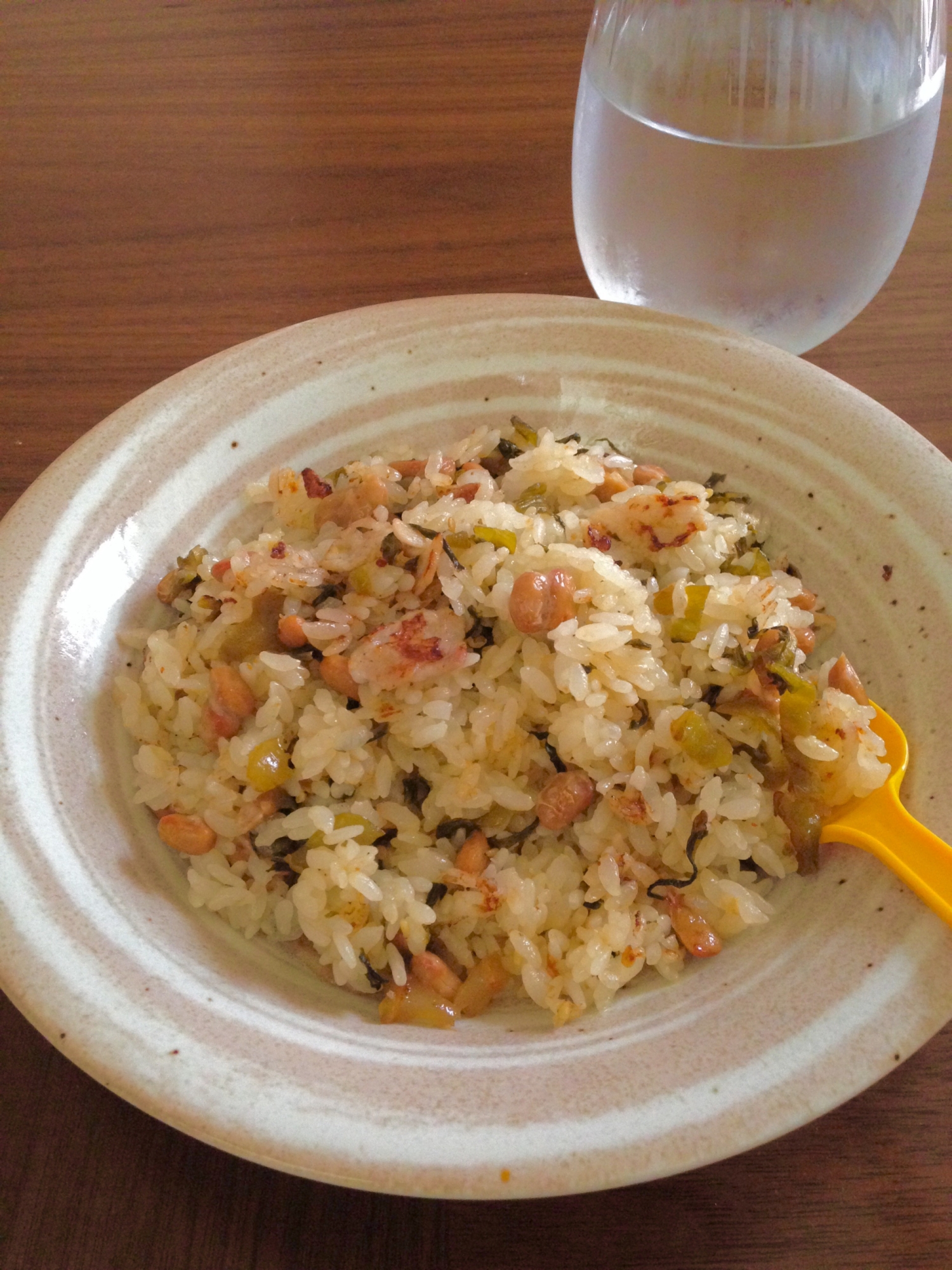 酢飯でさっぱり♪辛子高菜と豚肉の納豆炒飯★