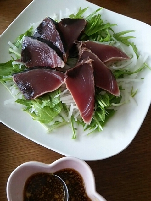 大根と水菜の鰹のたたき