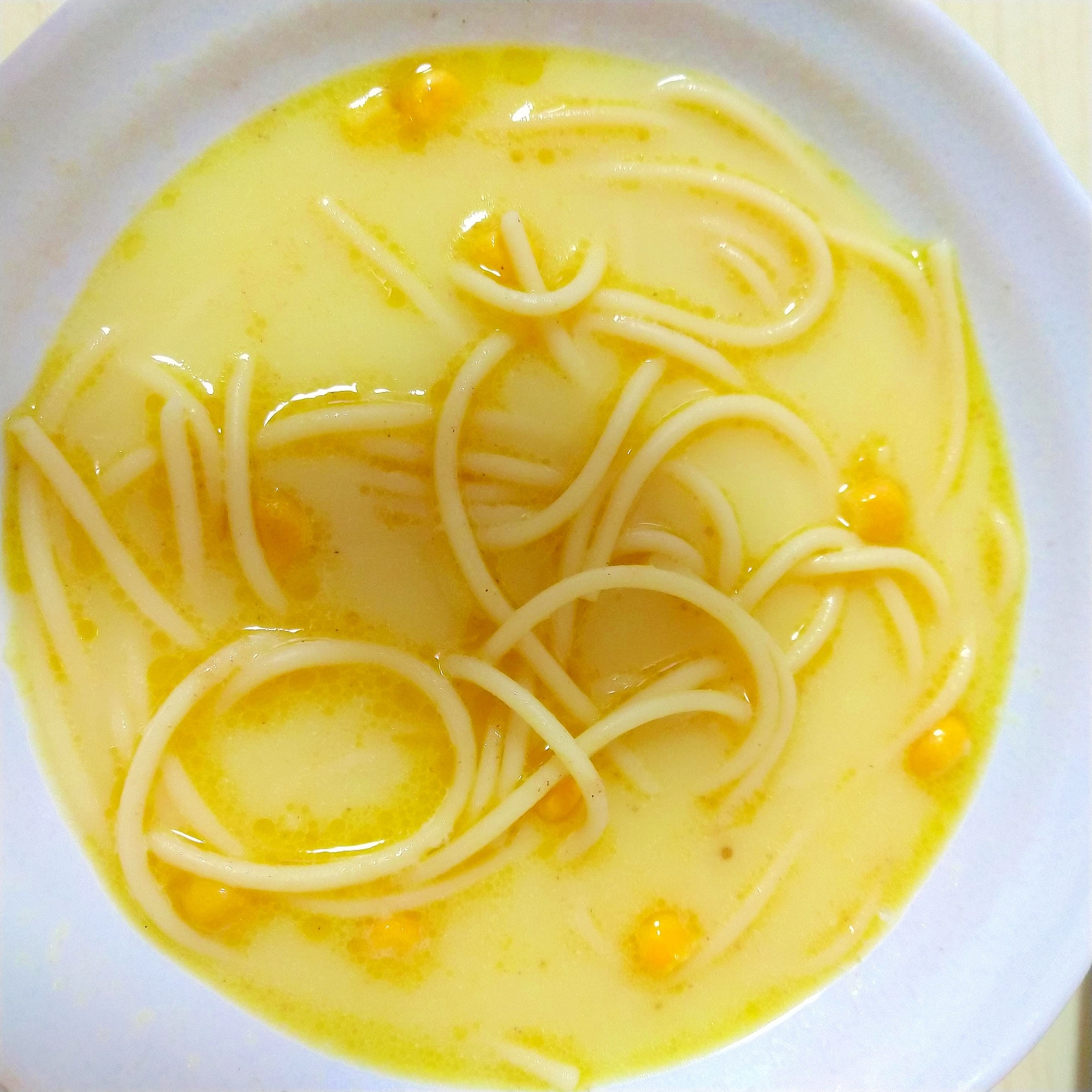 インスタント・コーンスープのスープパスタアレンジ