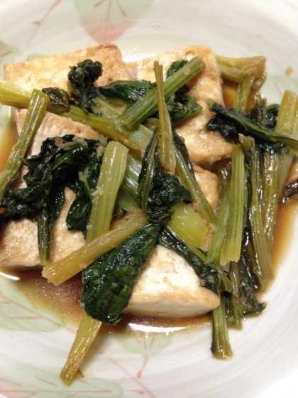 小松菜と厚揚げの生姜醤油炒め