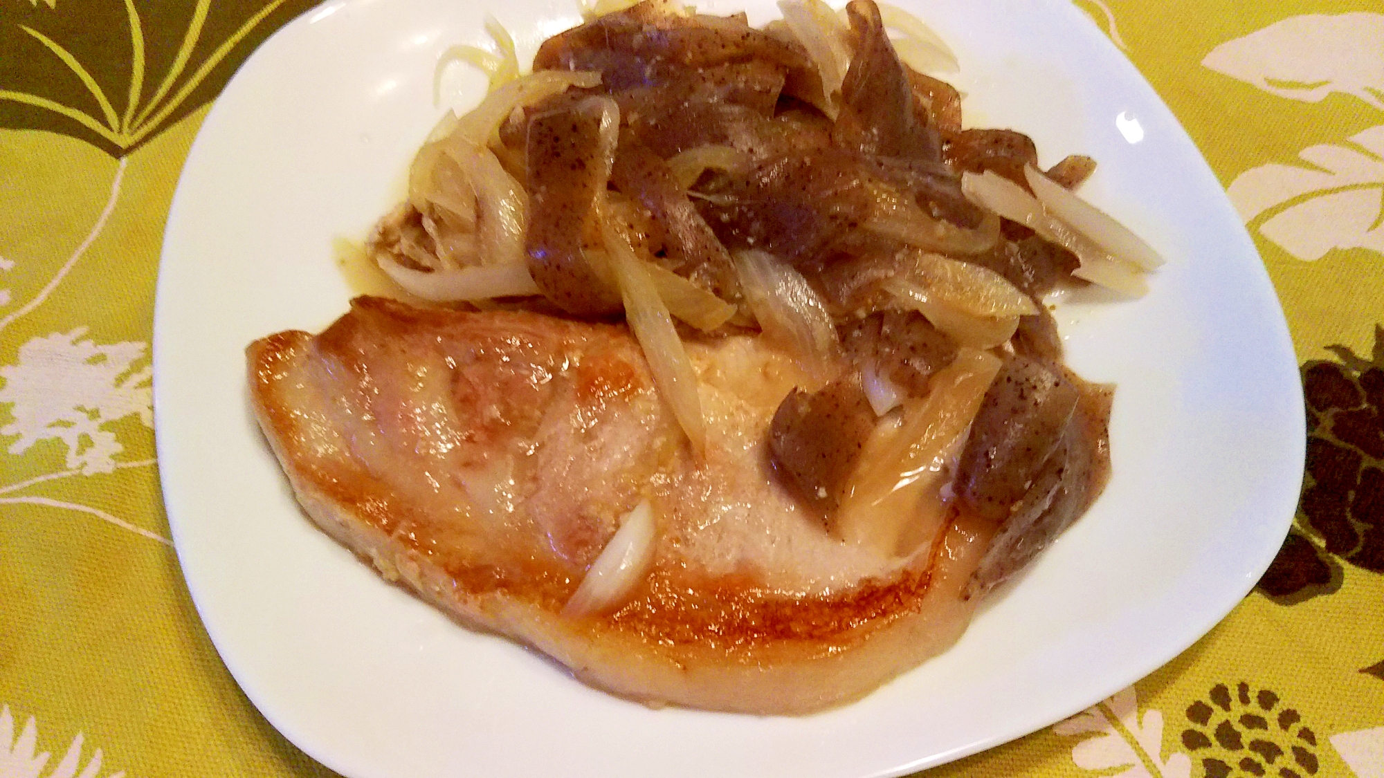 豚ロースの生姜焼き、イチジク風味