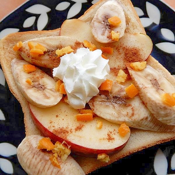 バターなし！メープルで❤バナナ&林檎のトースト♪