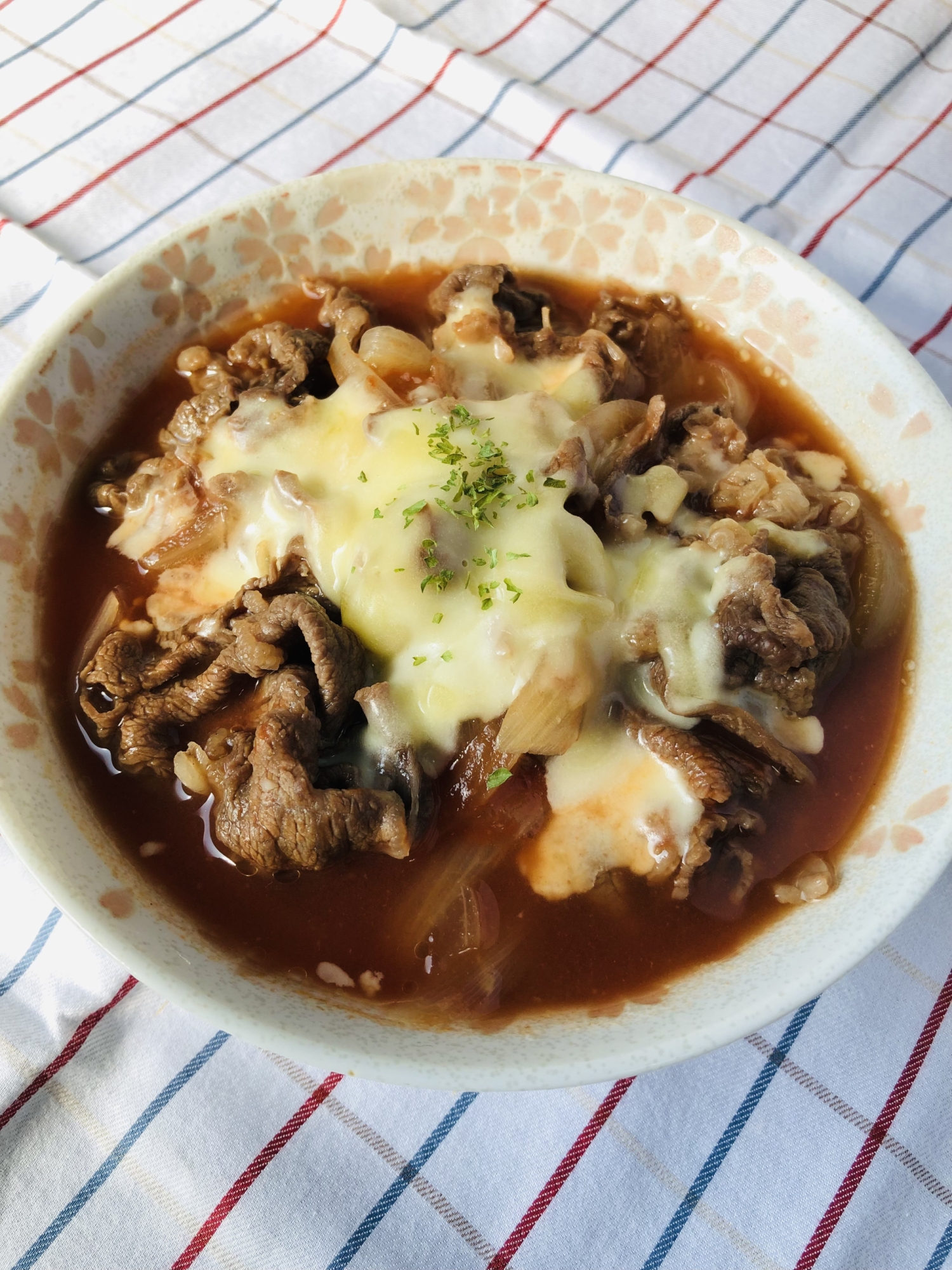 牛丼の残りリメイク♪トマト煮込み風