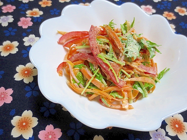 にんじんと水菜のマヨ和えサラダ