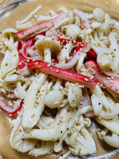 レンジで簡単！えのきとカニカマの中華風和えもの