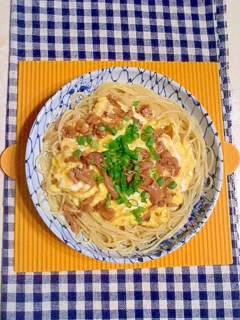 オムレツのせキノコパスタ♪